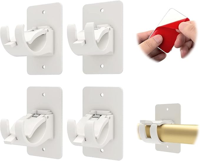 Nail-free Adjustable Rod Bracket Holders | Curtain Rod Holders Nail-free Adjustable Rod Bracket Holders