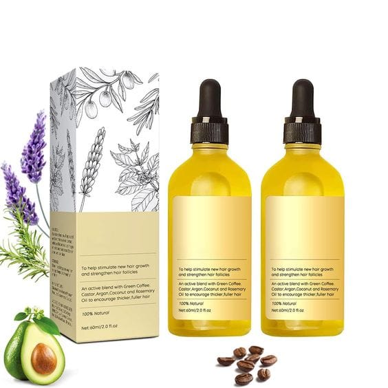 Natural Hair Growth Oil | Fall Control Hairline Growth Oil For Men And Women Natural Hair Growth Oil (Set of 2)