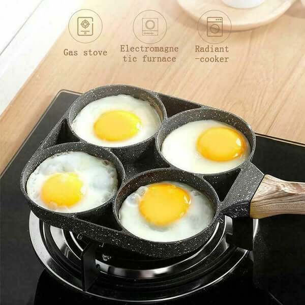 Non Stick Pan Frying Pan Nonstick Pans Omellete Cookware Egg Pan - 4 Hole Maifan Stone Non-stick Egg Ham Pot 4 Hole Maifan Stone Non-stick Egg Ham Pot