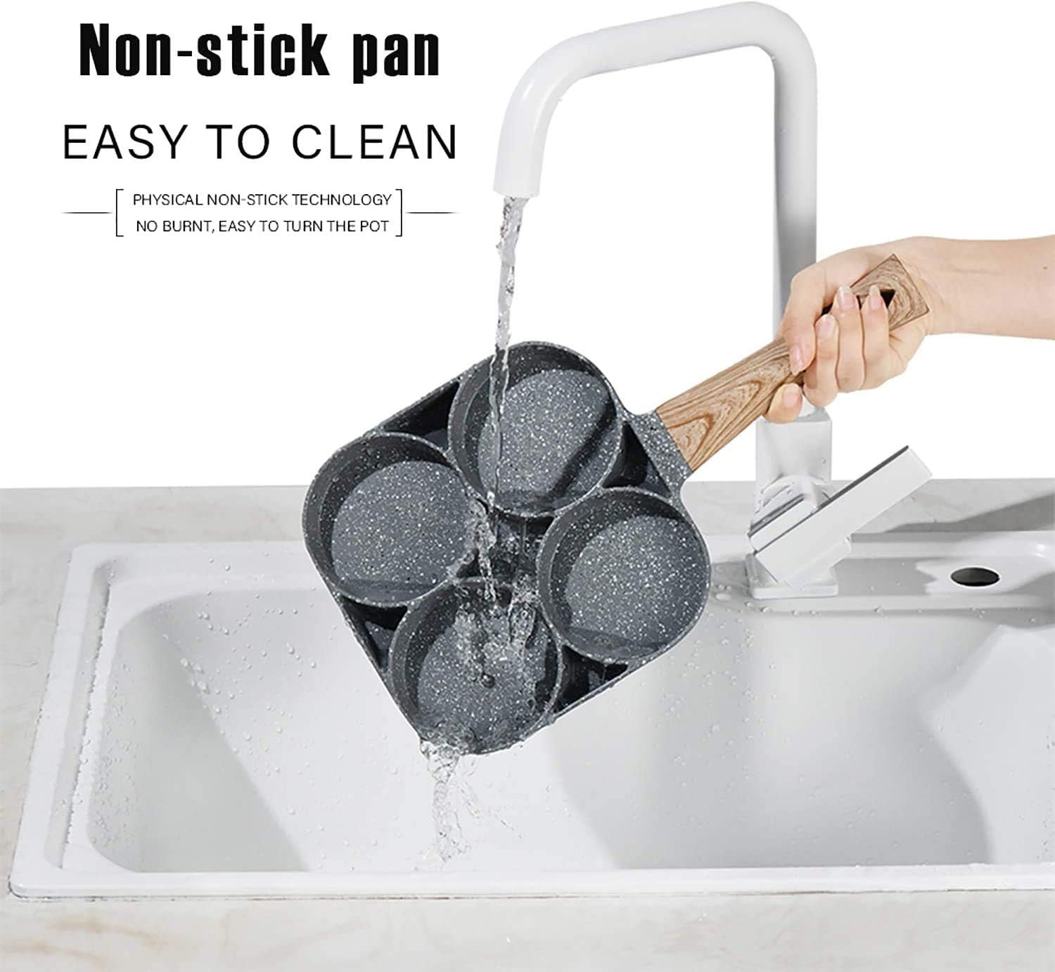 Non Stick Pan Frying Pan Nonstick Pans Omellete Cookware Egg Pan - 4 Hole Maifan Stone Non-stick Egg Ham Pot 4 Hole Maifan Stone Non-stick Egg Ham Pot