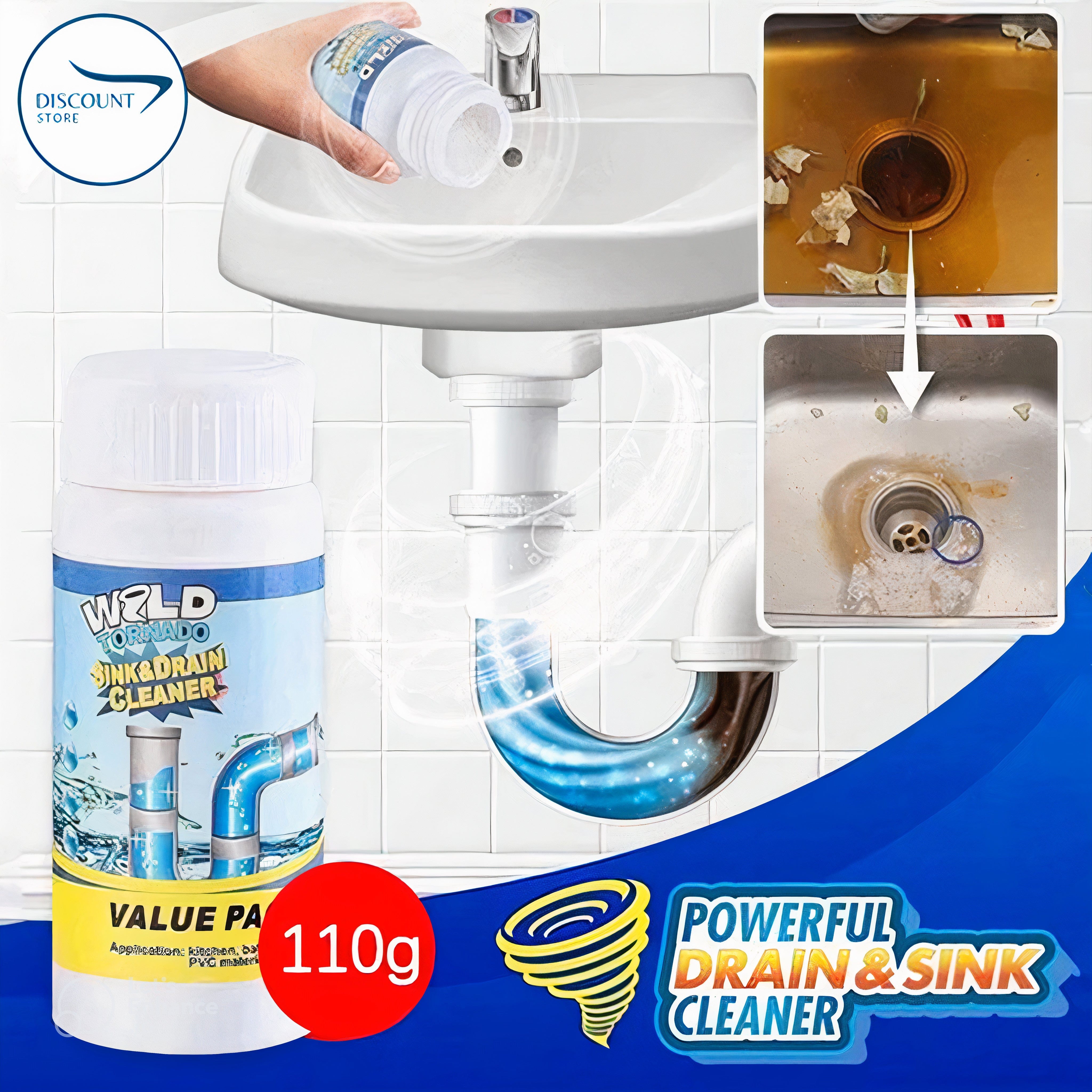 Powerful Drain & Sink Cleaner (Set of 2) Pack of 2 Powerful Drain & Sink Cleaner (Set of 2)