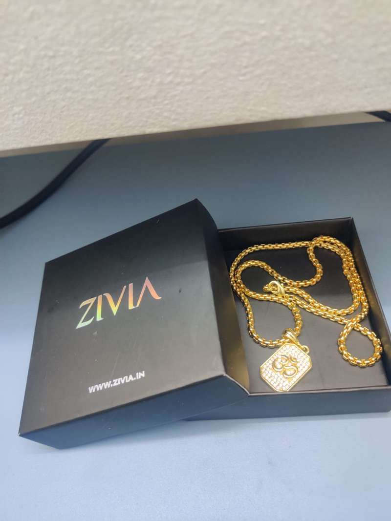 Premium Aum Diamond Pendant Gold Chain | Gold Chain Om Pendant Design Necklace Premium Aum Diamond Pendant Gold Chain Zaavio®