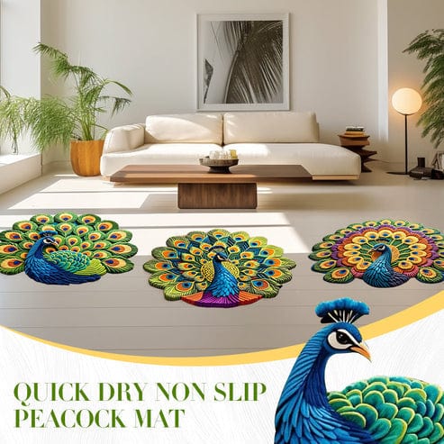 Quick-dry Non-slip Mat (Set of 2) | Mat For Bathroom Anti Non Slip Home Mat Nonskid Mats Quick-Dry Non-Slip Peacock Mat (Set of 2)
