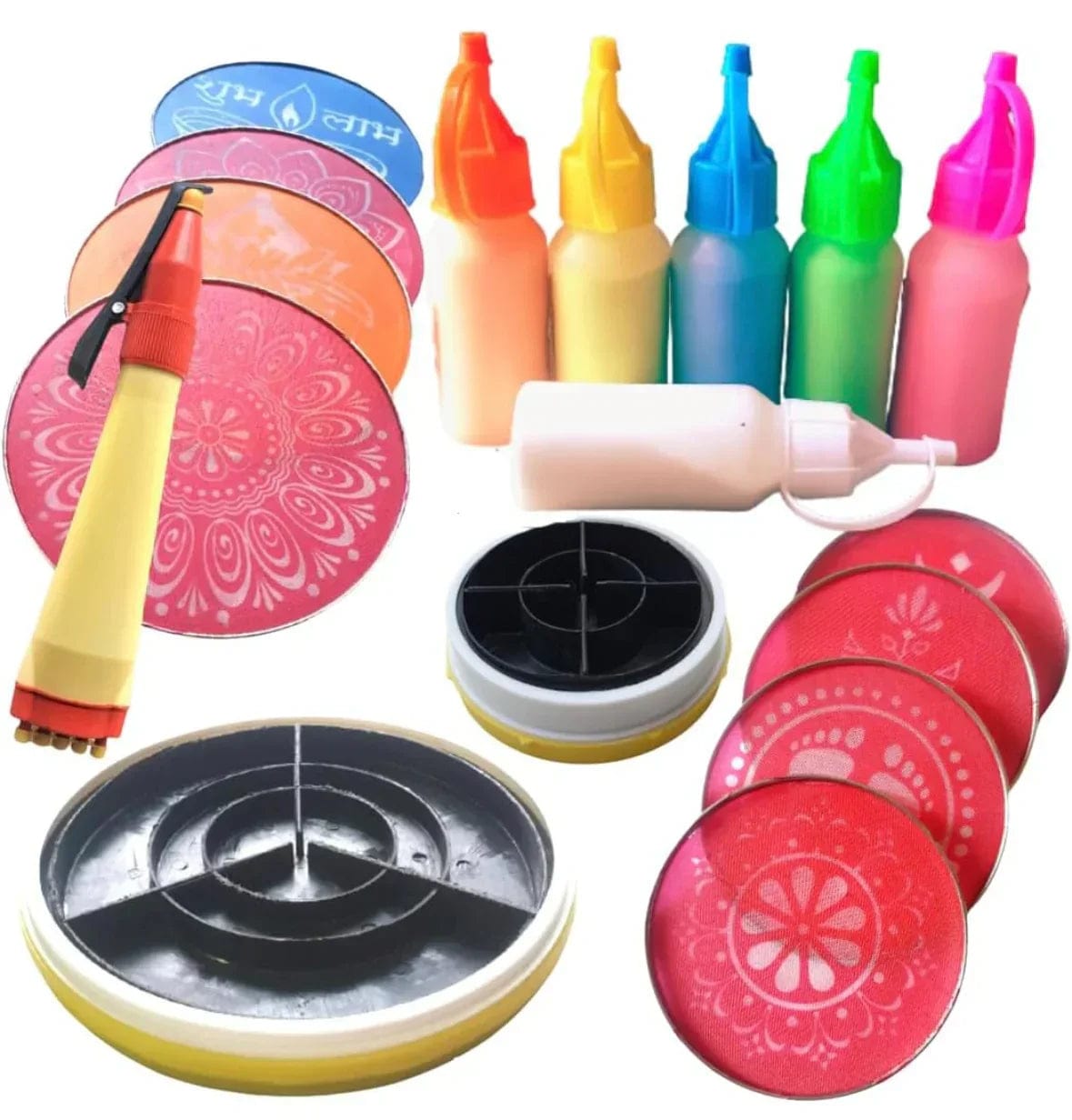 Rangoli Kit | Rangoli Designs Pattern Borders Stencils Colors Instant Rangoli Kit