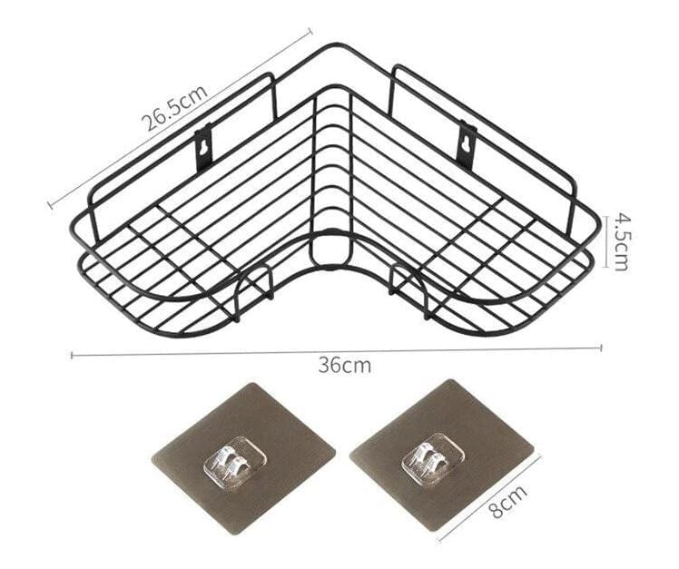 Self Adhesive Metal Corner Storage Rack | Bathroom Corner Shelf Steel Rack Shelves Self Adhesive Metal Corner Storage Rack