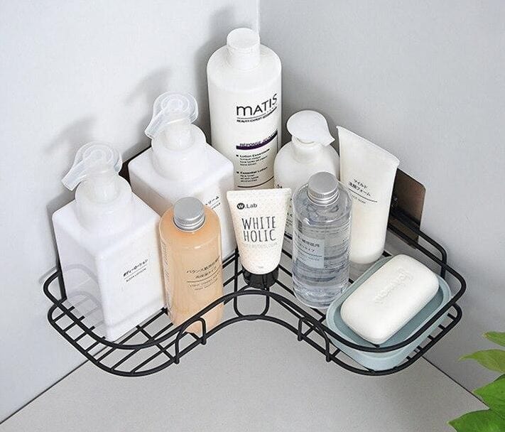 Self Adhesive Metal Corner Storage Rack | Bathroom Corner Shelf Steel Rack Shelves Self Adhesive Metal Corner Storage Rack