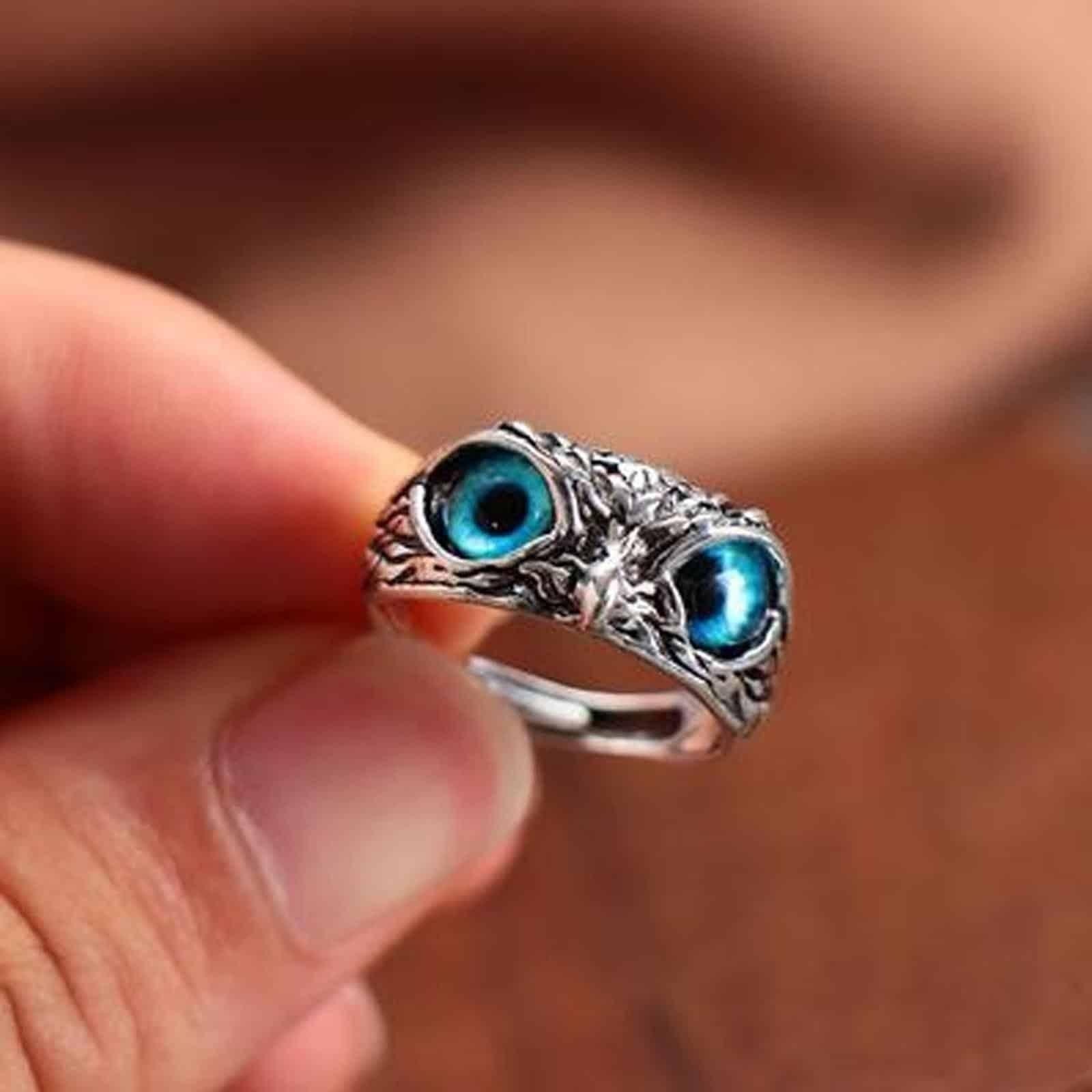 Silver Plated Owl Ring Stone Rings For Men (Pack of 2) Owl Ring (Buy 1 Get Free)