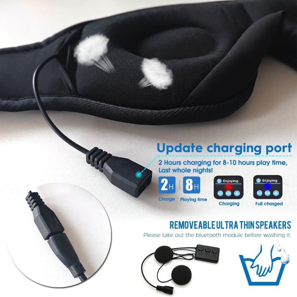 SleepEazio™ | Sleep Well Eye Mask For Sleeping Blindfold Eye Cover Sound Sleep SleepEazio™ Bluetooth Audio Sleep Mask Zaavio®
