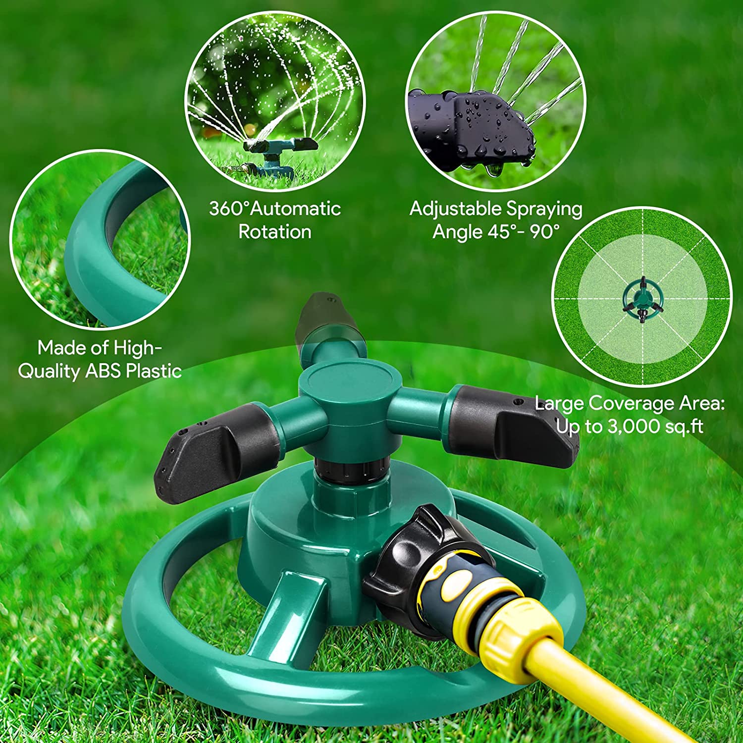 Sprinklers Irrigation Systems Water Sprinkler Garden Sprays - Rainzyy™️ 360° Rotating Water Sprinkler for Garden Zaavio®
