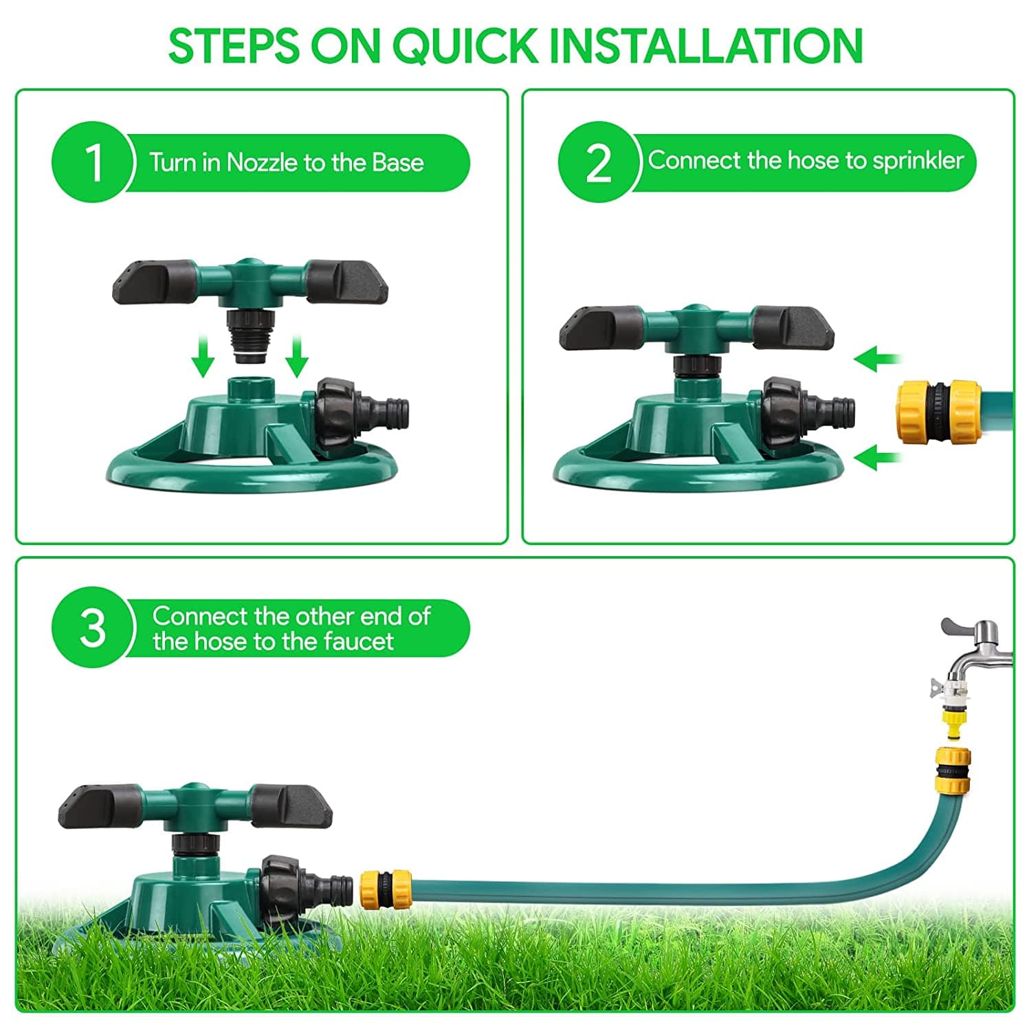 Sprinklers Irrigation Systems Water Sprinkler Garden Sprays - Rainzyy™️ 360° Rotating Water Sprinkler for Garden Zaavio®
