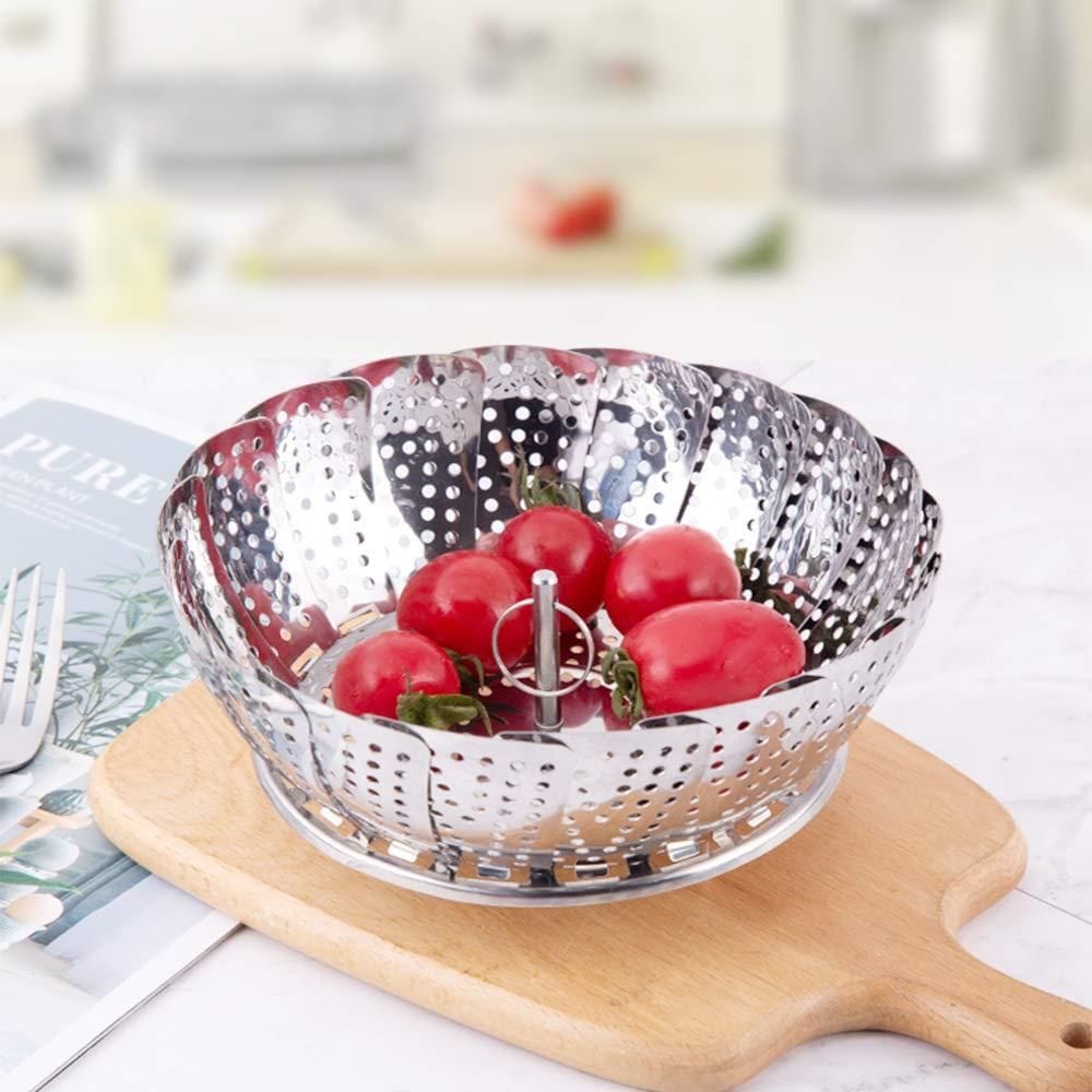Stainless Steel Steamer basket for Veggie/Seafood with Safety Tool Pack of 2 Stainless Steel Steamer basket for Veggie/Seafood with Safety Tool