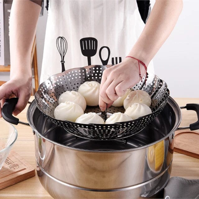 Stainless Steel Steamer basket for Veggie/Seafood with Safety Tool Stainless Steel Steamer basket for Veggie/Seafood with Safety Tool