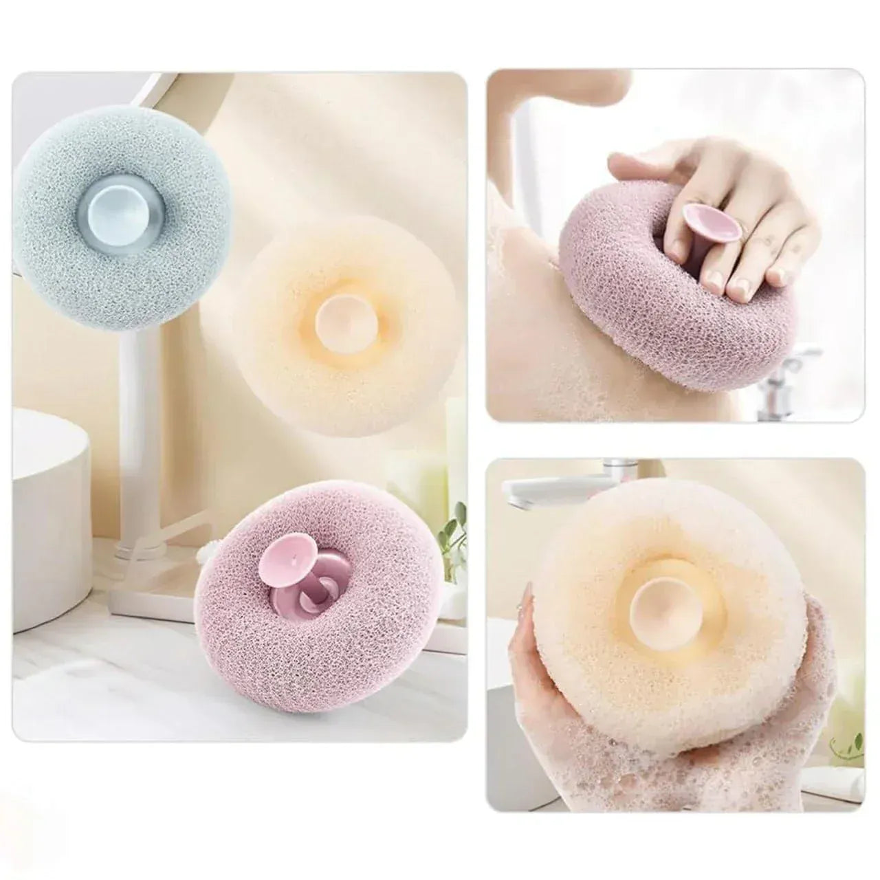 Suction Cup Loofah - Set of 3 | Loofah For Bath Bathroom Shower Bath Cup Suction Bathing Products Suction Cup Loofah - Set of 3