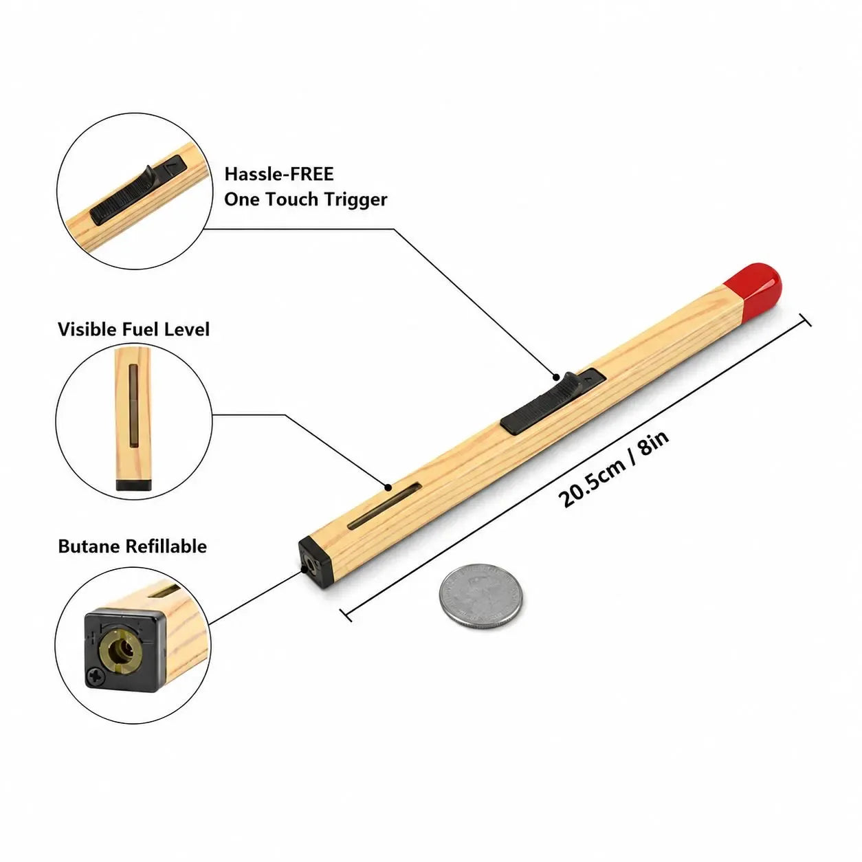 Tilistrike | Gas Lighter Electric Rechargable Usb Smart Butane Refillable Lighters Home & Kitchen, Home Decor & Lighting Tilistrike Match Stick Shaped Butane Lighter