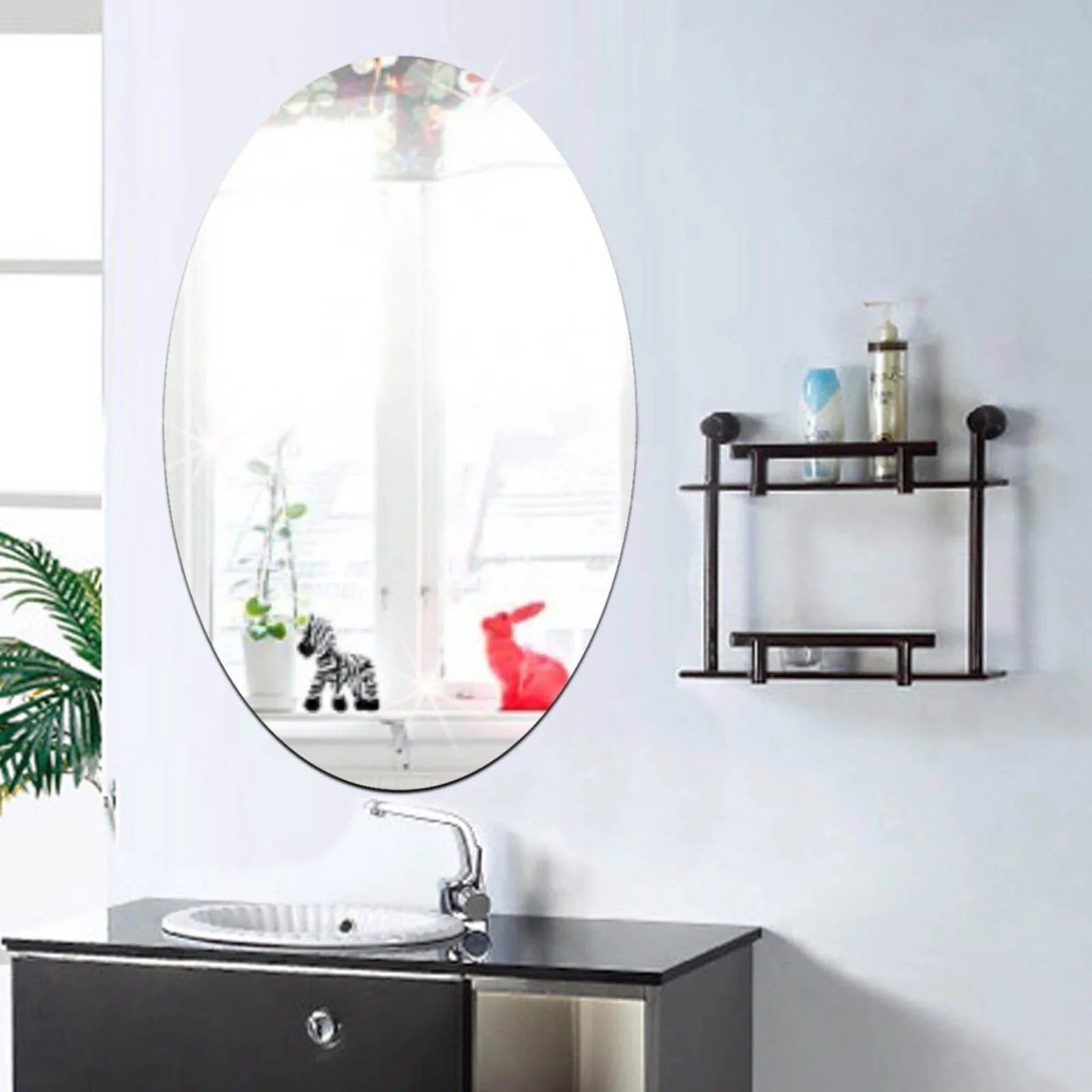 Unbreakable Mirror Sticker(Set of 2) | Wall Mirror Sticker For Bedroom Bathroom Living Room Acrylic Mirror Pack of 2 (Large 30x20 cms) Unbreakable Mirror Sticker (Set of 2)