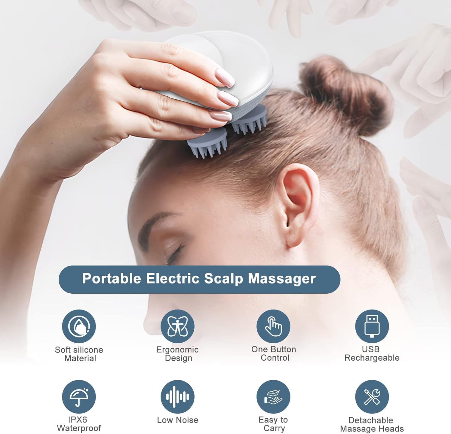 Vibrellaz™ | Head Massager Hair Scalp Massage And Hair Growth Head Massages Tool Vibrellaz™ Rechargeable Head Massager For Relaxation Zaavio®