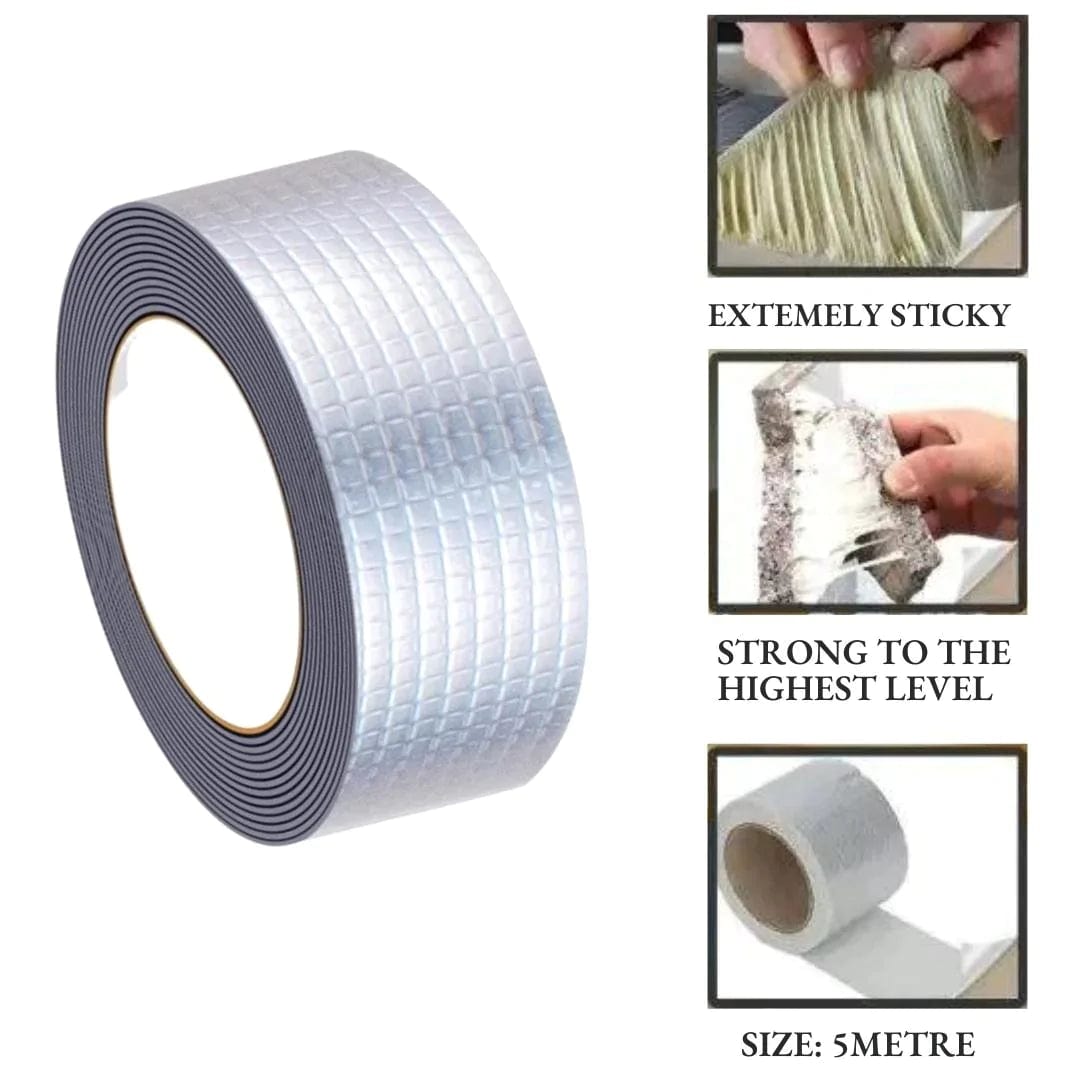 Waterproof Aluminium Foil Pipe Repair Tape | Adhesive Waterproof Leakage Tape Waterproof Aluminium Foil Pipe Repair Tape Waterseal Aluminium Rubber Tape - Extra Long Version