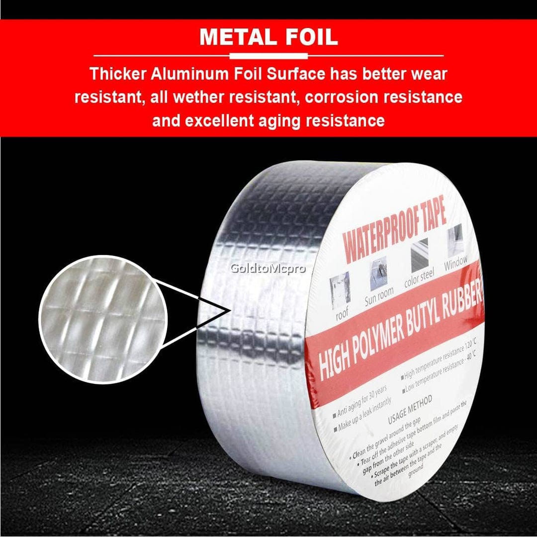 Waterproof Aluminium Foil Pipe Repair Tape | Adhesive Waterproof Leakage Tape Waterproof Aluminium Foil Pipe Repair Tape Waterseal Aluminium Rubber Tape - Extra Long Version