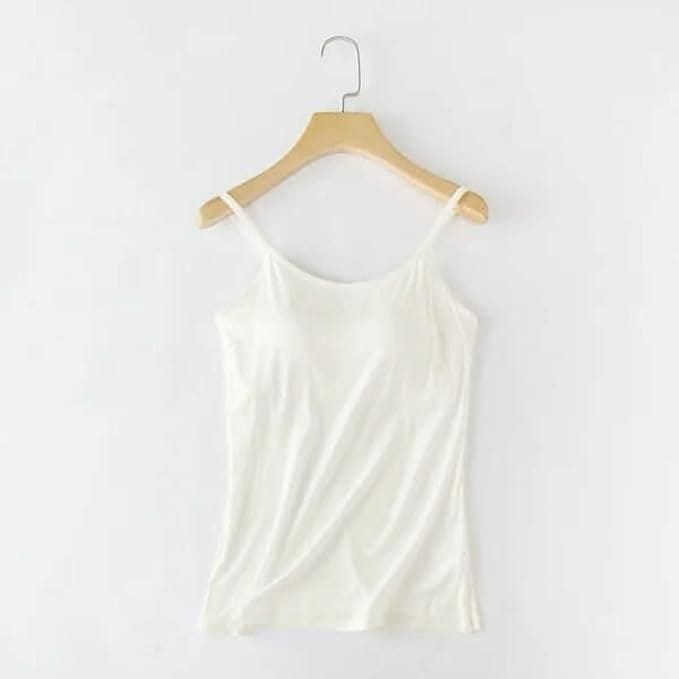 Women's Cami With Built-in Bra (Set of 2) | Tank Top Women Cami Ladies Top Sleeveless Dress Women'S Loose Cami with Built-in Tank Top (Set of 2)