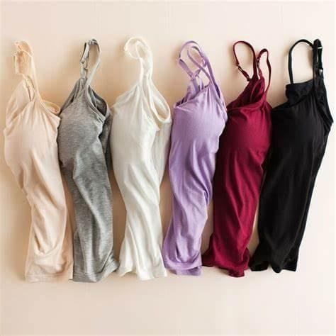Women's Cami With Built-in Bra (Set of 2) | Tank Top Women Cami Ladies Top Sleeveless Dress Women'S Loose Cami with Built-in Tank Top (Set of 2)