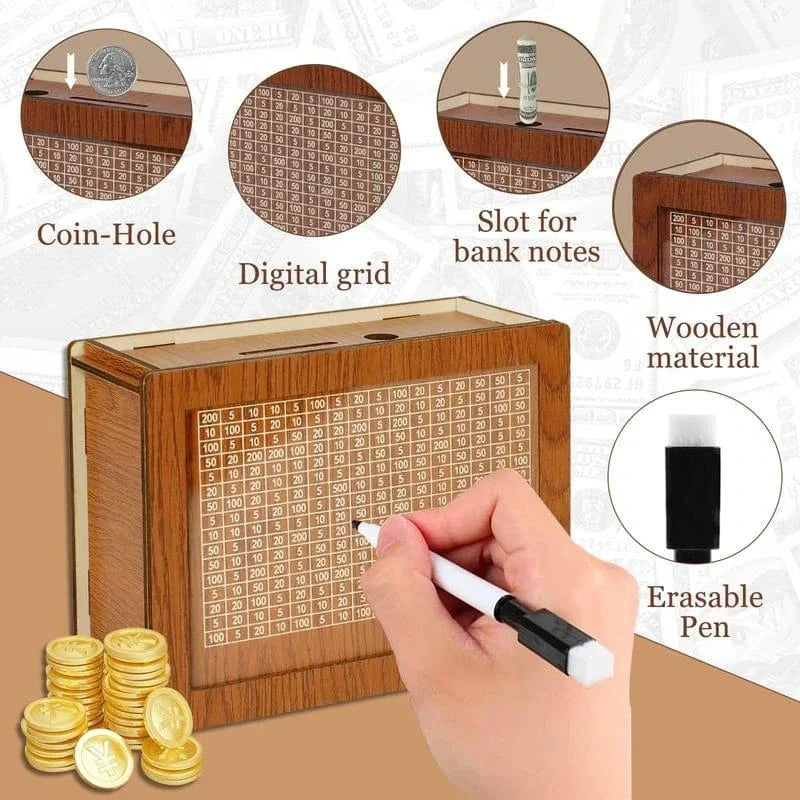 Wooden Money Bank | Savings Box Kids Bank Account Coins Bank Premium Wooden Money Bank
