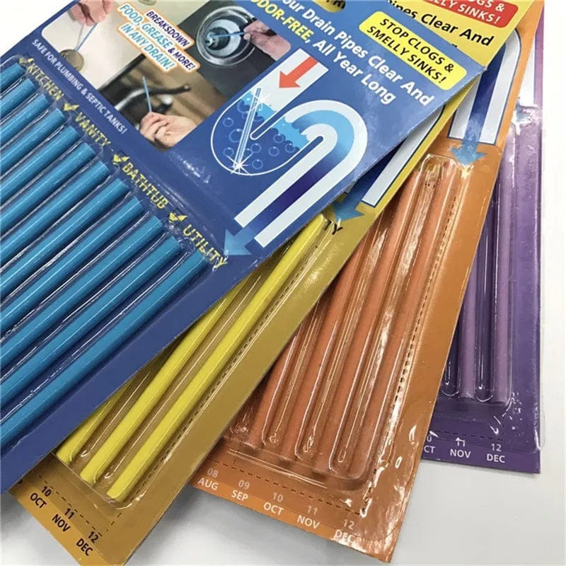 Drain Cleaner Block Pipe Clogged Sink Basin Clear Stick Drain Cleaner Sticks - Set Of 12