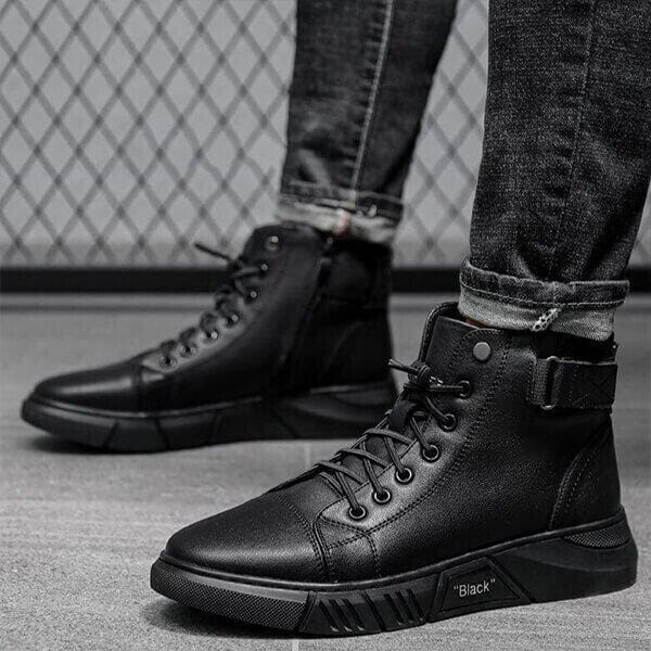 Hand-Made Mens Casual Black Leather Boots 6 Hand-Made Mens Casual Black Leather Boots