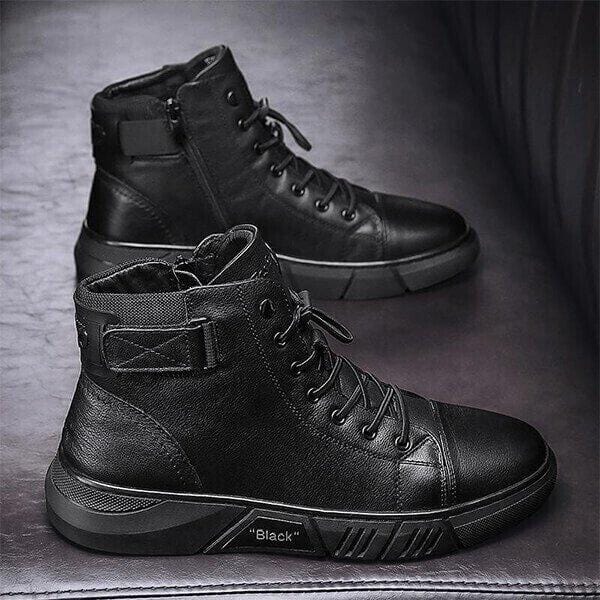 Hand-Made Mens Casual Black Leather Boots Hand-Made Mens Casual Black Leather Boots