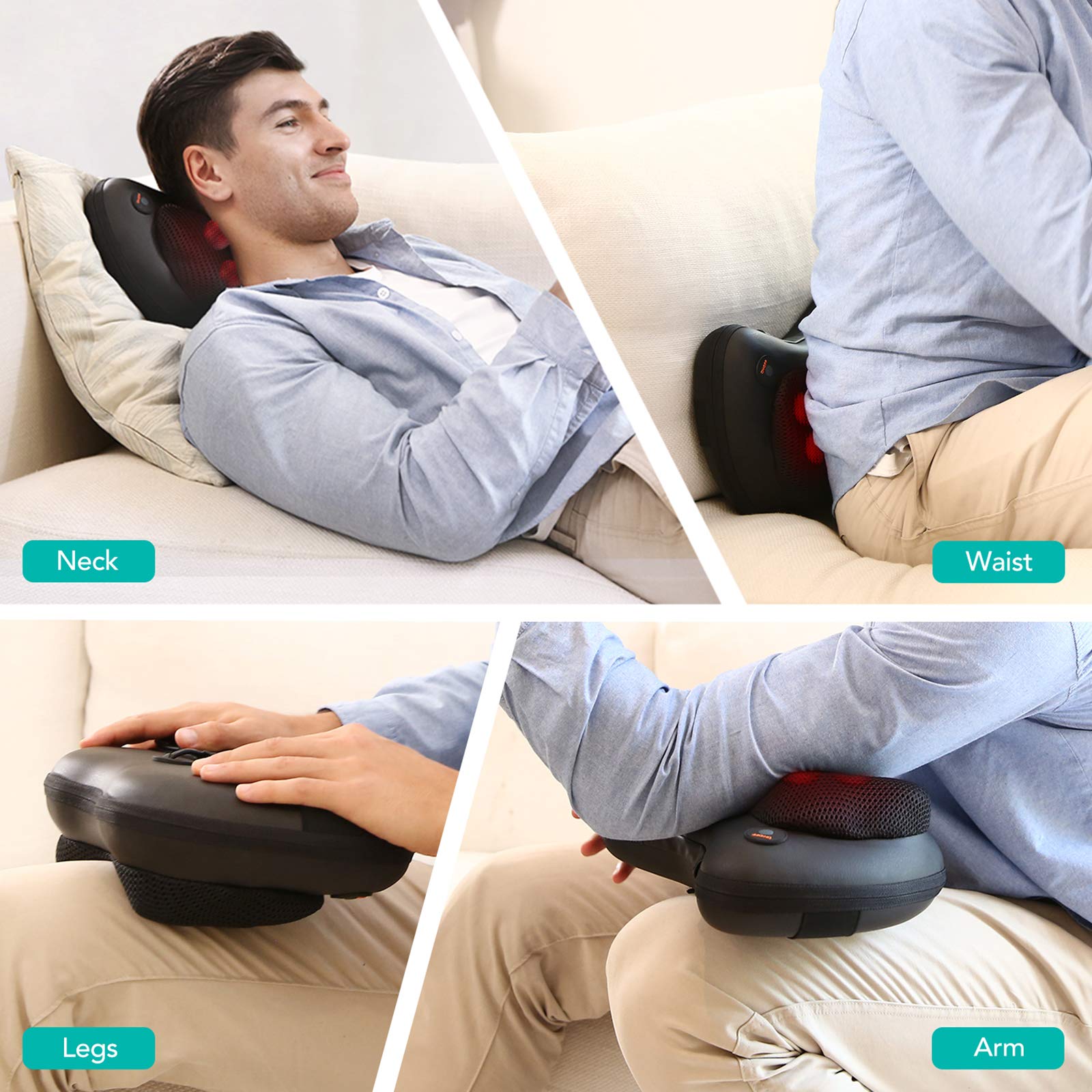 Heat Massage Device Neck Massager Pillow Shiatsu Big Size Shiatsu Neck Massager Pillow