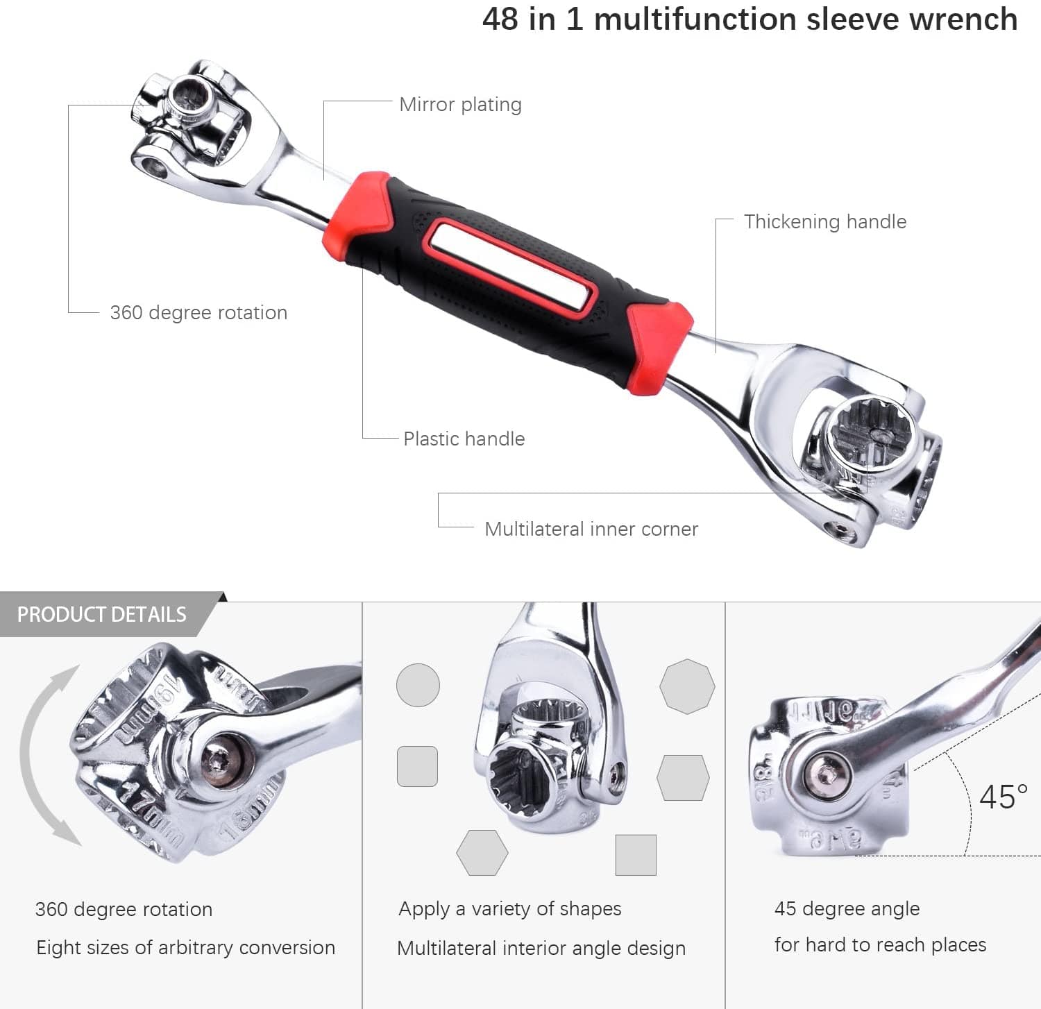 Multipurpose Wrench Tool Adjustable All in One Wrench 48 in 1 Multipurpose Adjustable Wrench