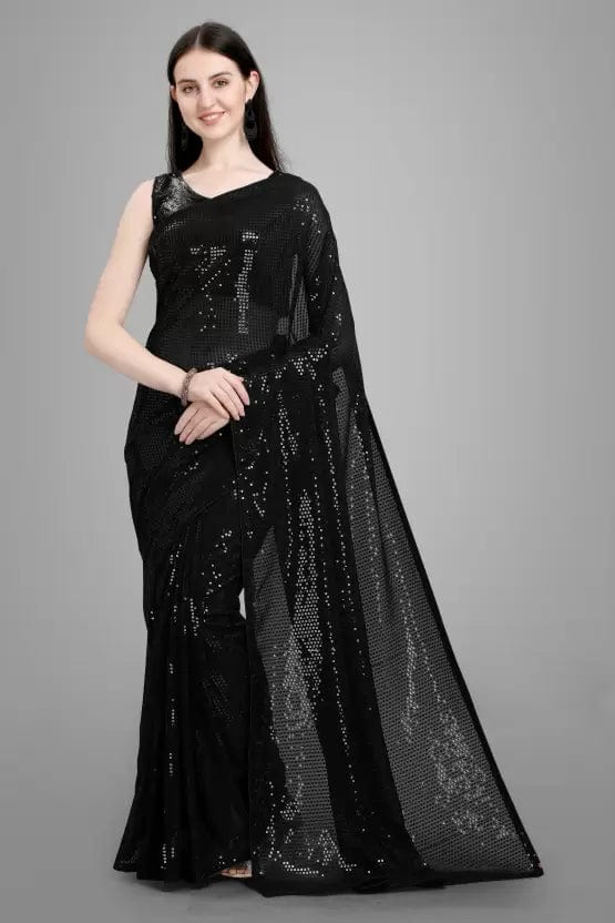 Special Georgette Sarees With Sequins Work Special Georgette Sarees With Sequins Work