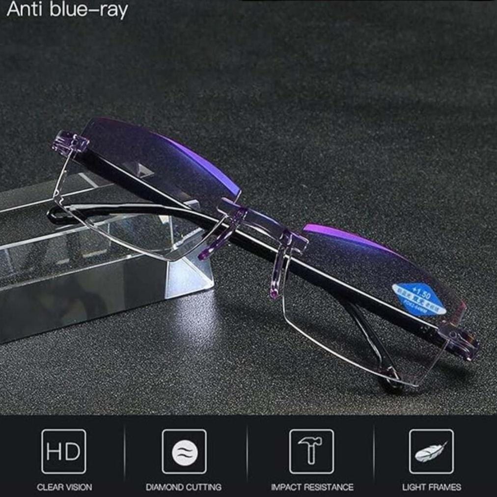 2-in-1 Smart Reading Glasses | Uv Protection Glasses Rimless Blue Lens Filter Glasses  2-in-1 Smart Reading Glasses