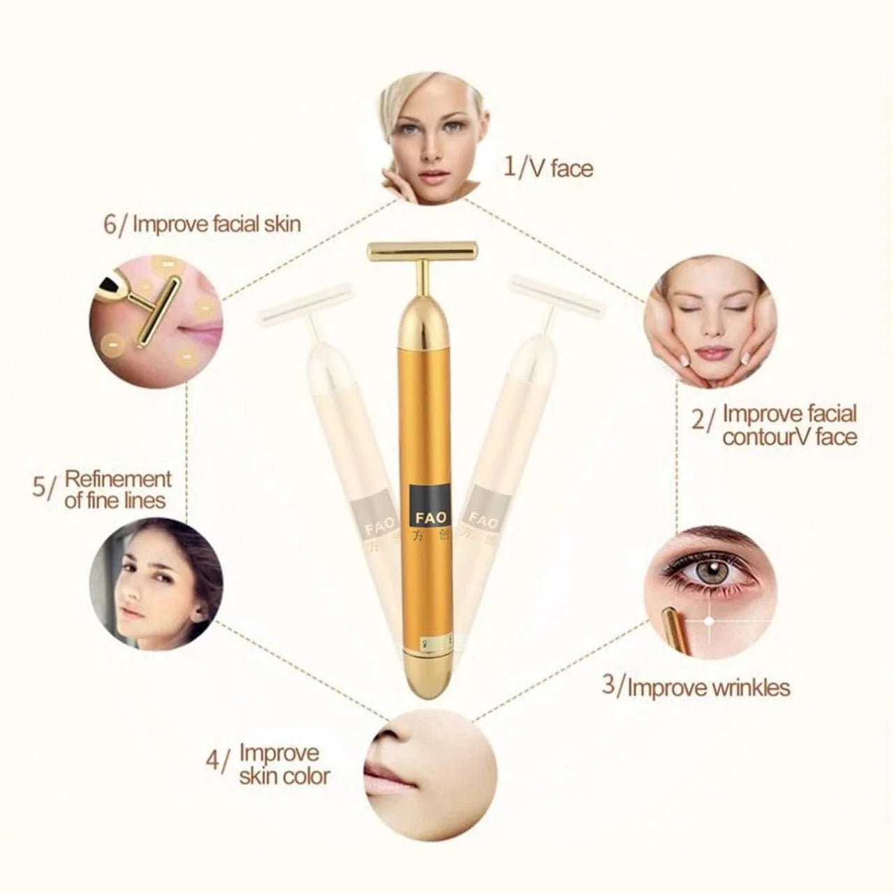 24k Gold Face Massager | Face Massager Roller For Skin Massage Tool Roller - 24k Gold Face Massager