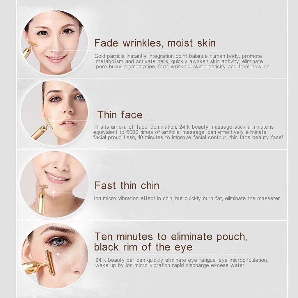 24k Gold Face Massager | Face Massager Roller For Skin Massage Tool Roller - 24k Gold Face Massager