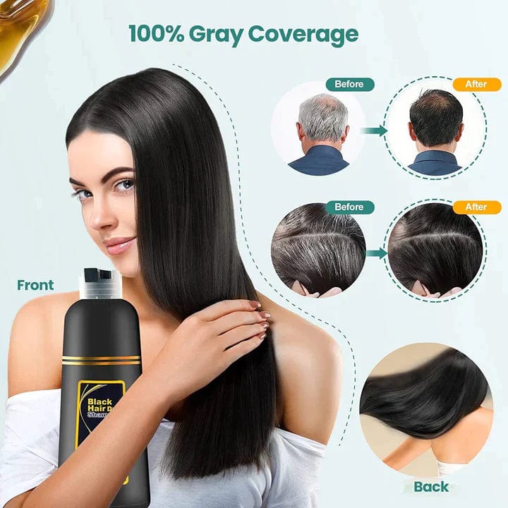 3-in-1 Black Hair Dye Shampoo (Ayurvedic No Side Effect) - 100% Grey Coverage 3-in-1 Black Hair Dye Shampoo (Ayurvedic No Side Effect) - 100% Grey Coverage