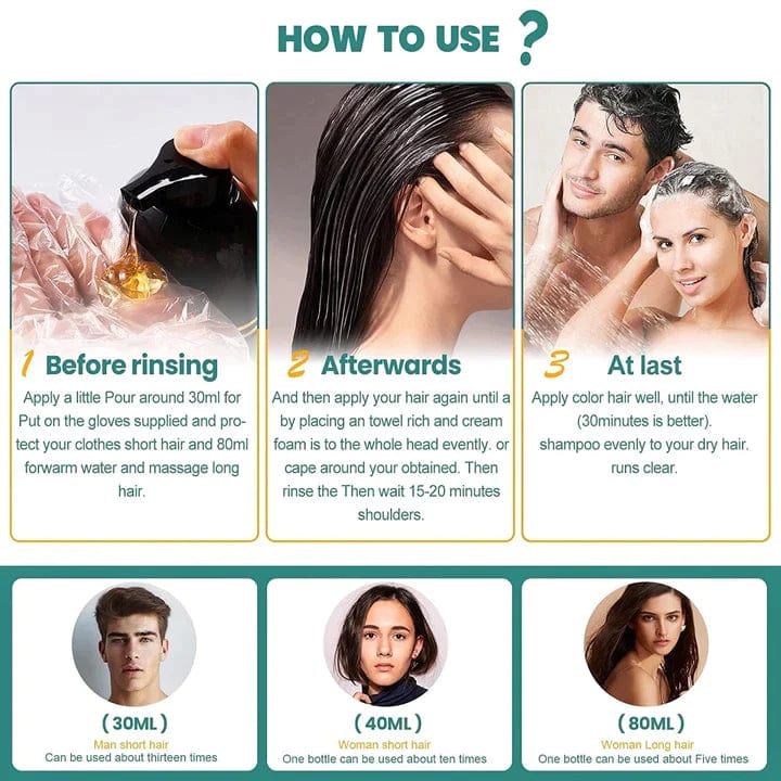 3-in-1 Black Hair Dye Shampoo (Ayurvedic No Side Effect) - 100% Grey Coverage Zaavio®