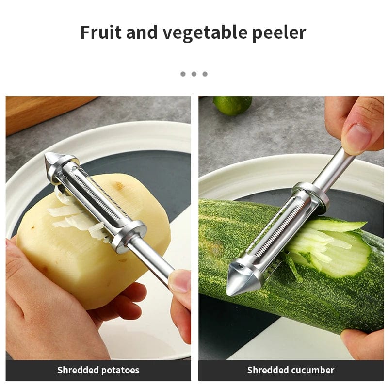 3-in-1 Multifunctional Veggie Peeler | Potato Peeler Vegetable Knife Slicer Fruit Peeler Kitchen 3 in 1 Knife 3 in 1 Stainless steel Multifunctional Veggie Peeler (Set of 2)
