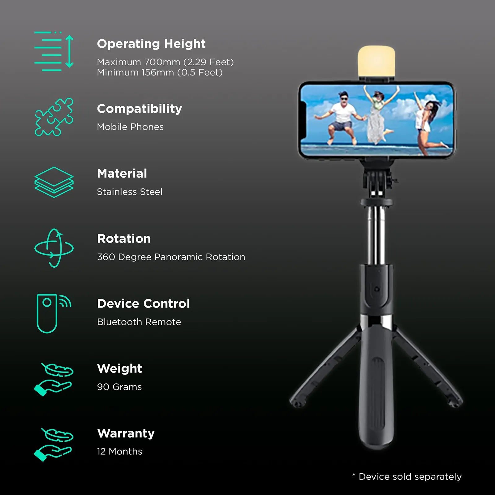 3-in-1 Selfie Stick Tripod | Selfie Stick For Selfies Bluetooth Tripod Stand With Remote 3-in-1 Selfie Stick Tripod