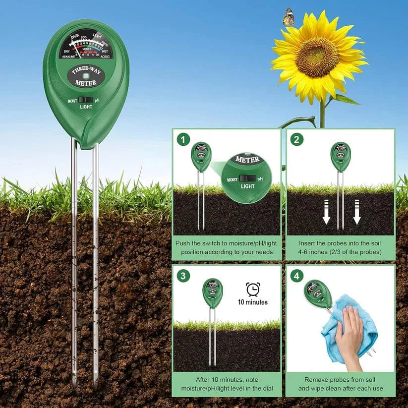3-in-1 Soil Test Meter | Soil Moisture Sensor Samples Health Moisture Tester 3-in-1 Soil Test Meter