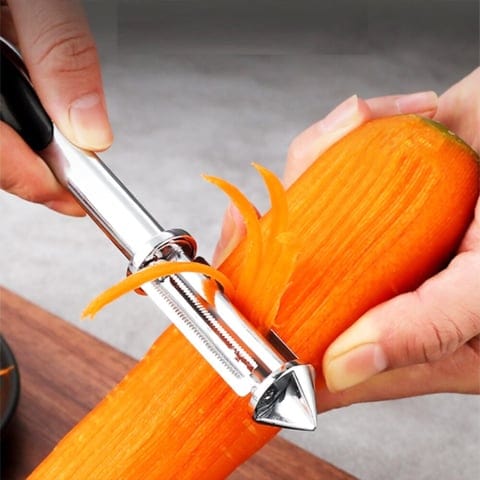 3 in 1 Veggie Peeler | Potato Peeler Vegetable Knife Slicer Fruit Peeler Kitchen 3 in 1 Knife - 3 in 1 Stainless steel Multifunctional Veggie Peeler (Pack of 2)