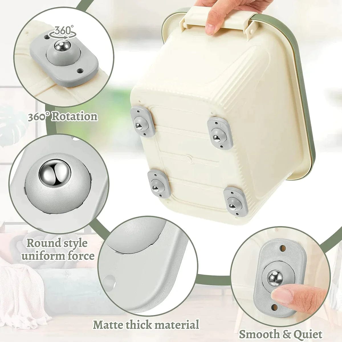 360° Adhesive Mini Swivel Wheels Pack of 4 360° Adhesive Mini Swivel Wheels