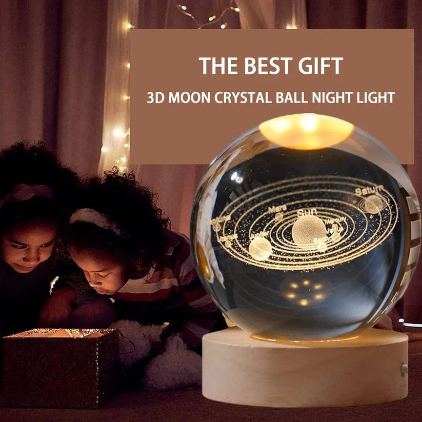 3d Crystal Lamp Ball | Night Lamp Moon Light For Bedroom Crystal Ball Study Table Lamp 3d Crystal Lamp Ball