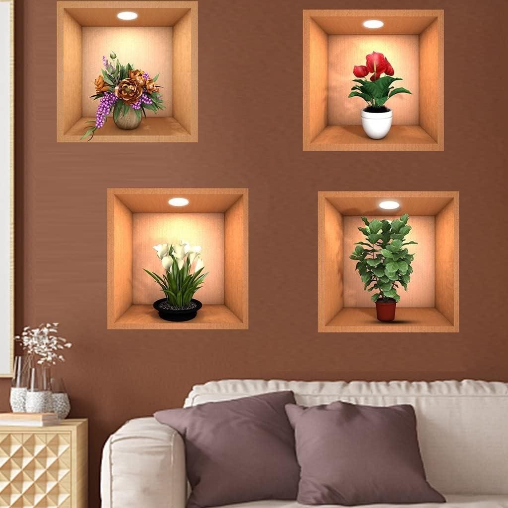 3D Vase Wall Sticker (Set of 4) 3D Vase Wall Sticker (Set of 4)