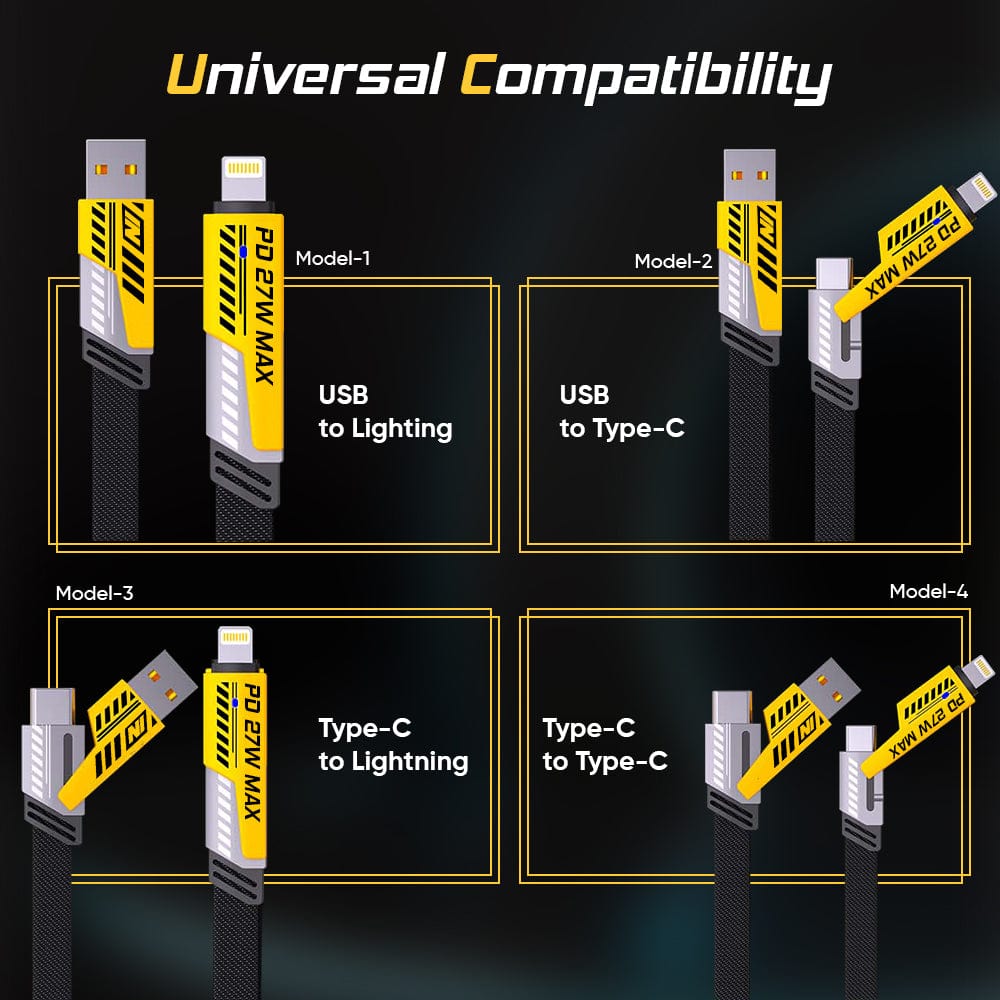 4-in-1 Multi Charging Cable | Data Cable Charging Type C Iphone Charger Fast Charger Cables 4-in-1 Multi Charging Cable 4 in 1 Fast Charging Data Cable