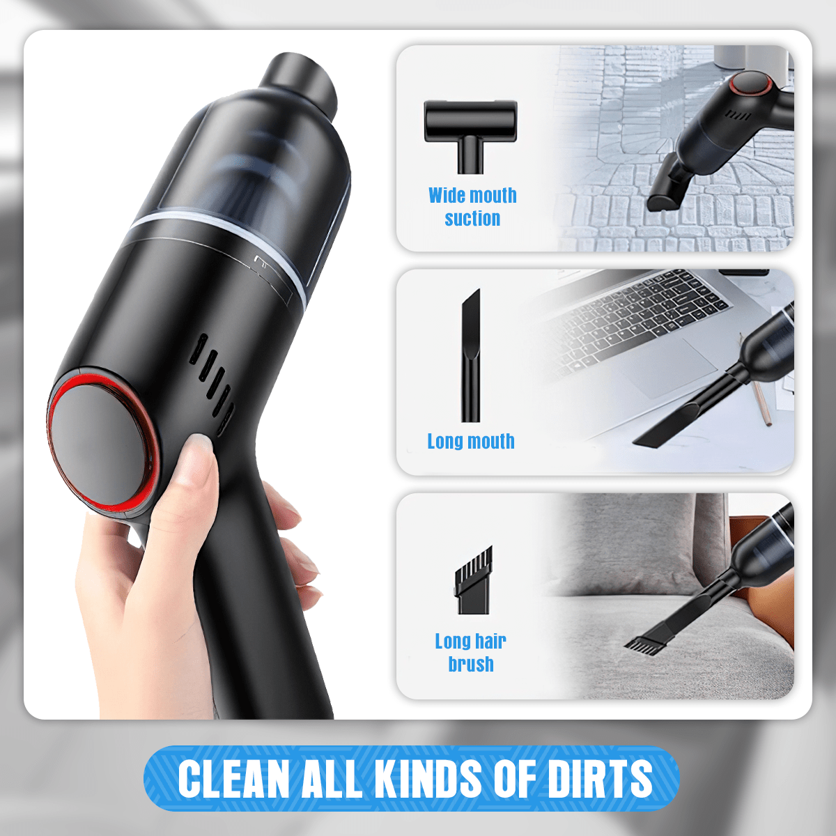 4-in-1 Strong Suction Vacuum Cleaner | Car Automobile Mini Handheld Cleaning Powerful 4-in-1 Strong Suction Vacuum Cleaner