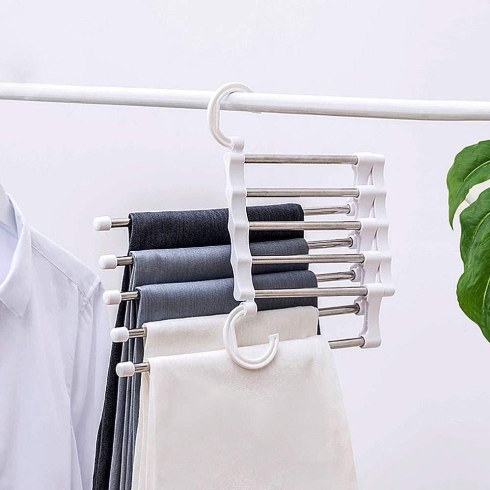 5-In-1 Foldable Stainless Steel Hanger Organizer (Set of 2) 5-In-1 Foldable Stainless-Steel Hanger (Set of 2)