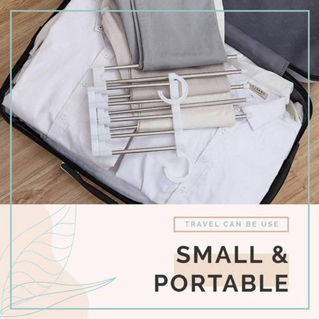 5-In-1 Foldable Stainless Steel Hanger Organizer (Set of 2) 5-In-1 Foldable Stainless-Steel Hanger (Set of 2)