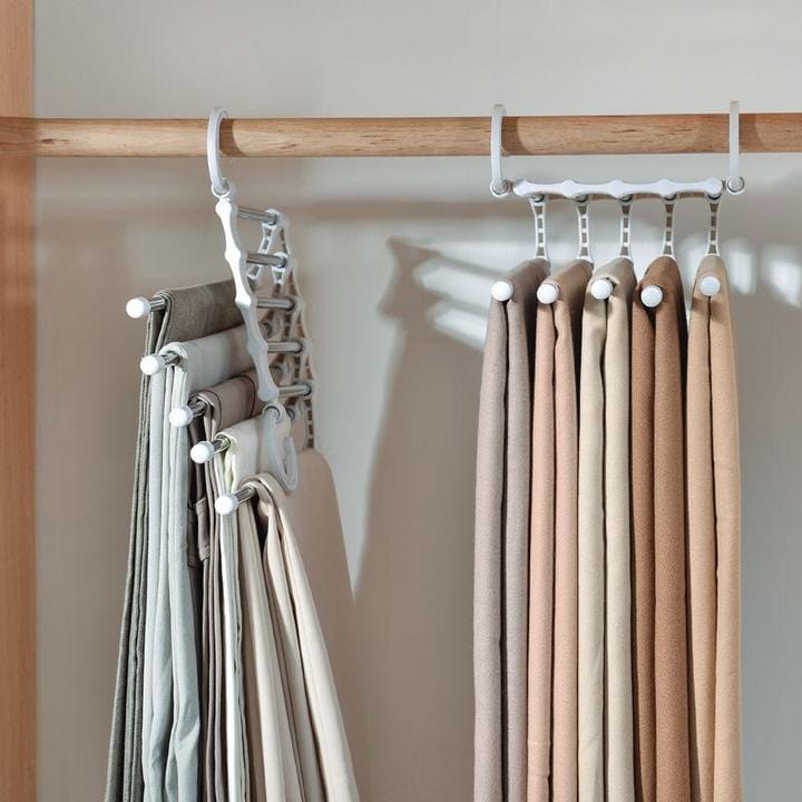 5-In-1 Foldable Stainless Steel Hanger Organizer (Set of 2) 5-In-1 Foldable Stainless-Steel Hanger (Set of 2)