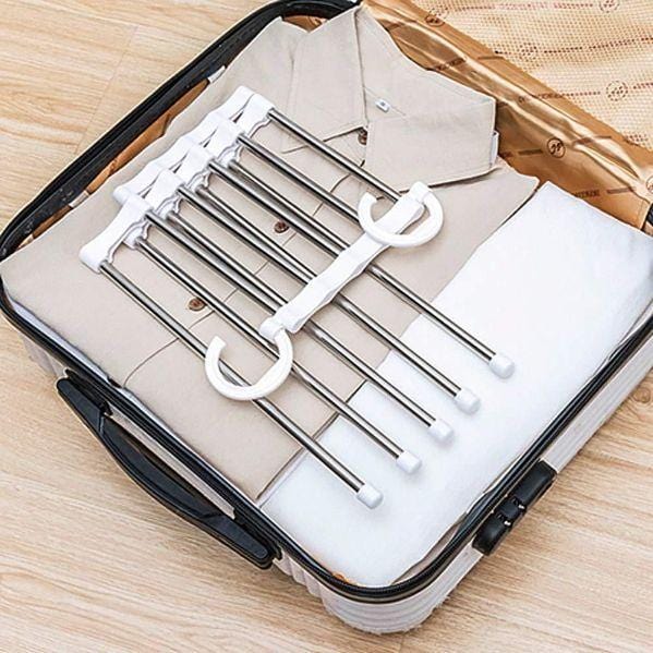 5-In-1 Foldable Stainless Steel Hanger Organizer (Set of 2) 5-In-1 Foldable Stainless-Steel Hanger (Set of 2)