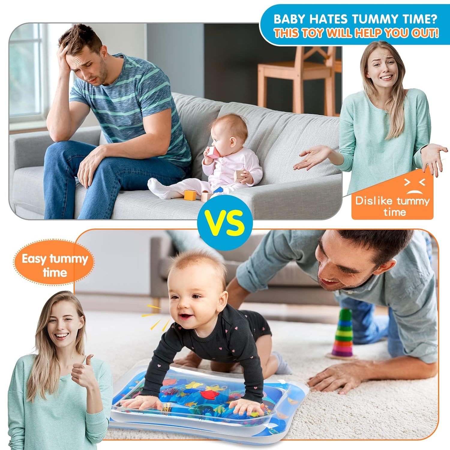 Baby Products Water Mat Tummy Time Newborn Infants Water Mats Baby Water Play Mat